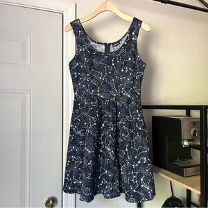 RETROLICIOUS navy blue star‎ constellation space print sleeveless mini dress